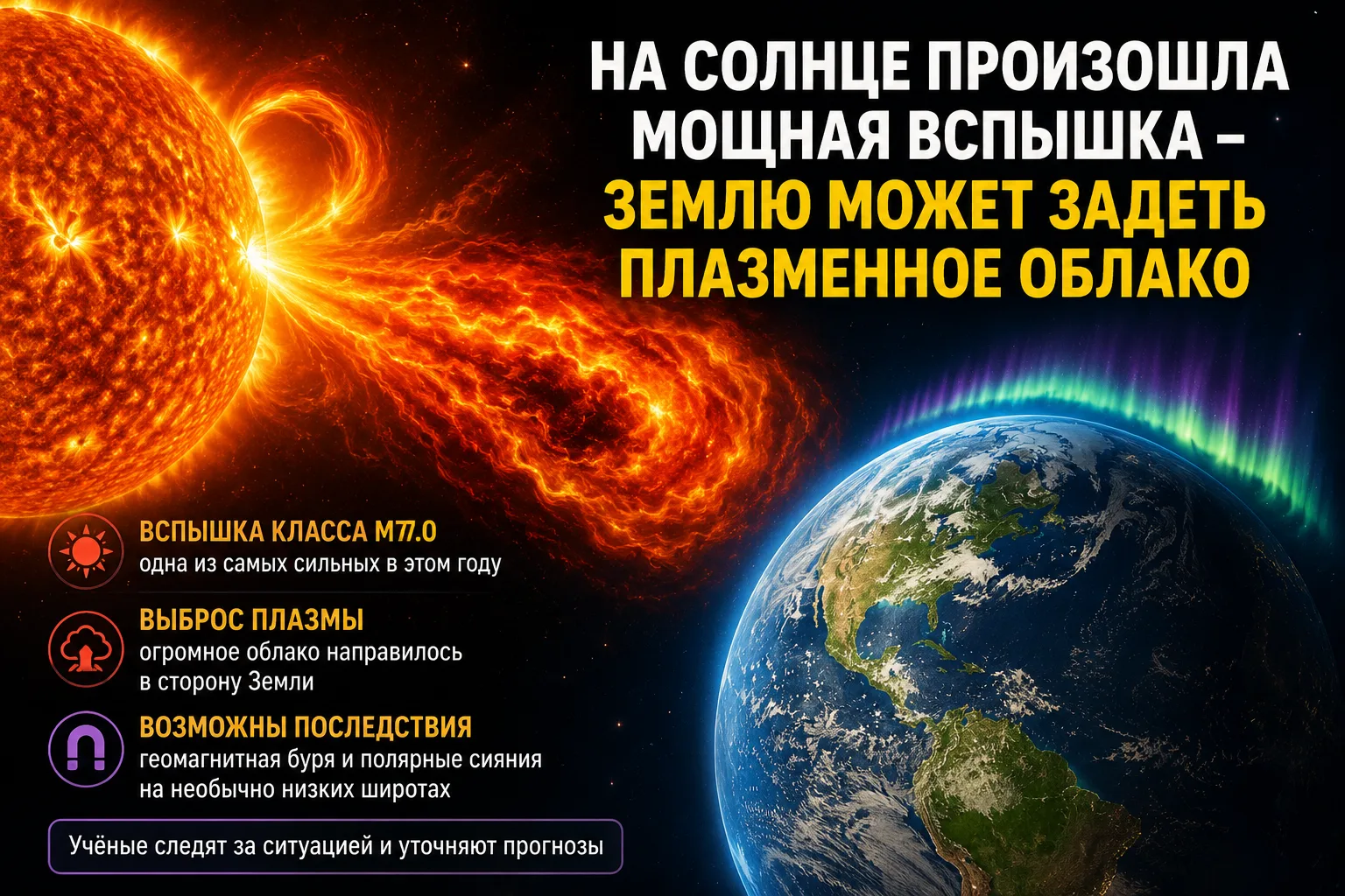 На Солнце произошла мощная вспышка — Землю может задеть плазменное облако
