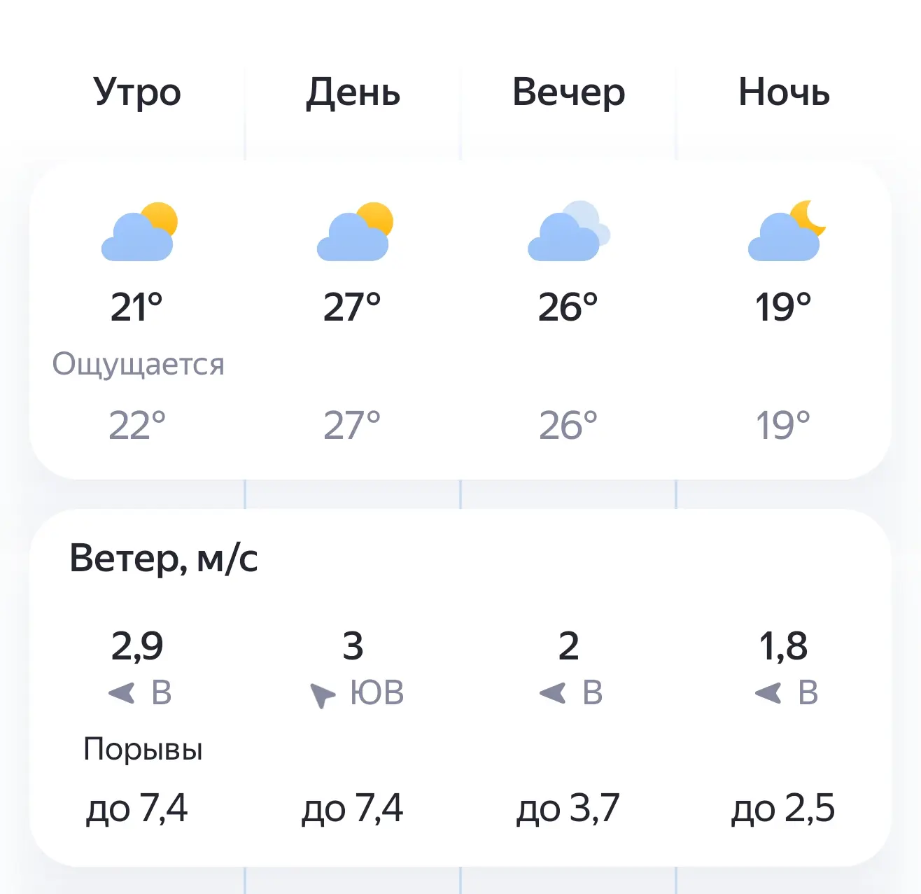 Доброе ☕️ утро, земляки!

Переменная  ⛅ облачность, днём +26° градусов. Ветер 2–3 м/с. 

Желаем вам 