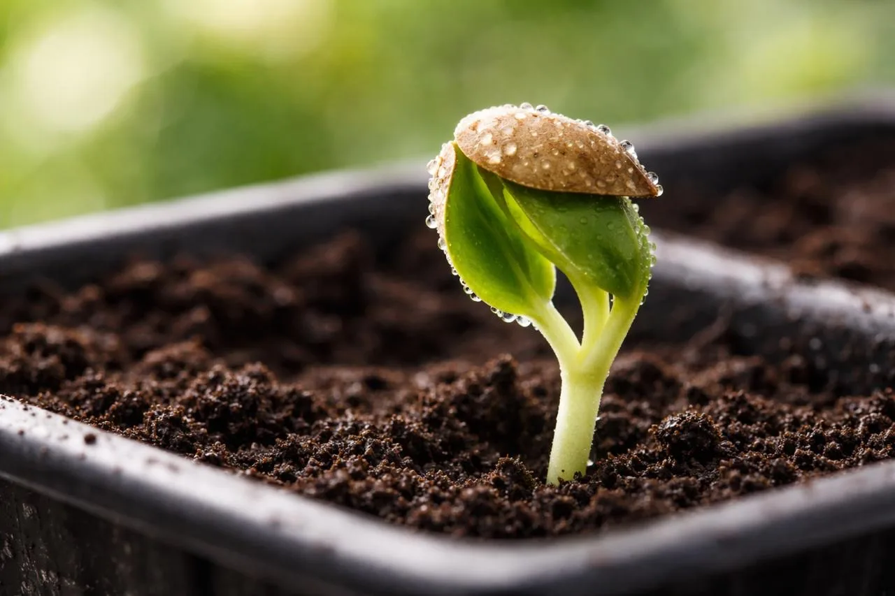 Семечко осталось на ростке рассады: что делать? 🌱
