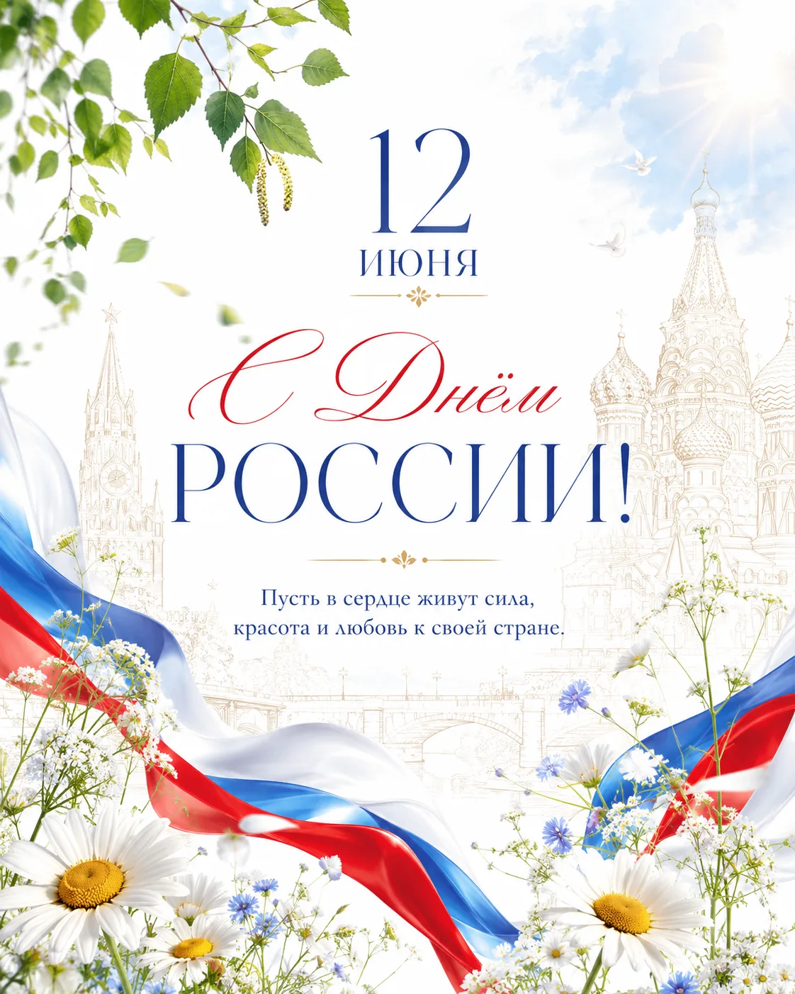 С Днем России! Пусть вокруг будет много возможностей для роста, а все задуманное обязательно получае