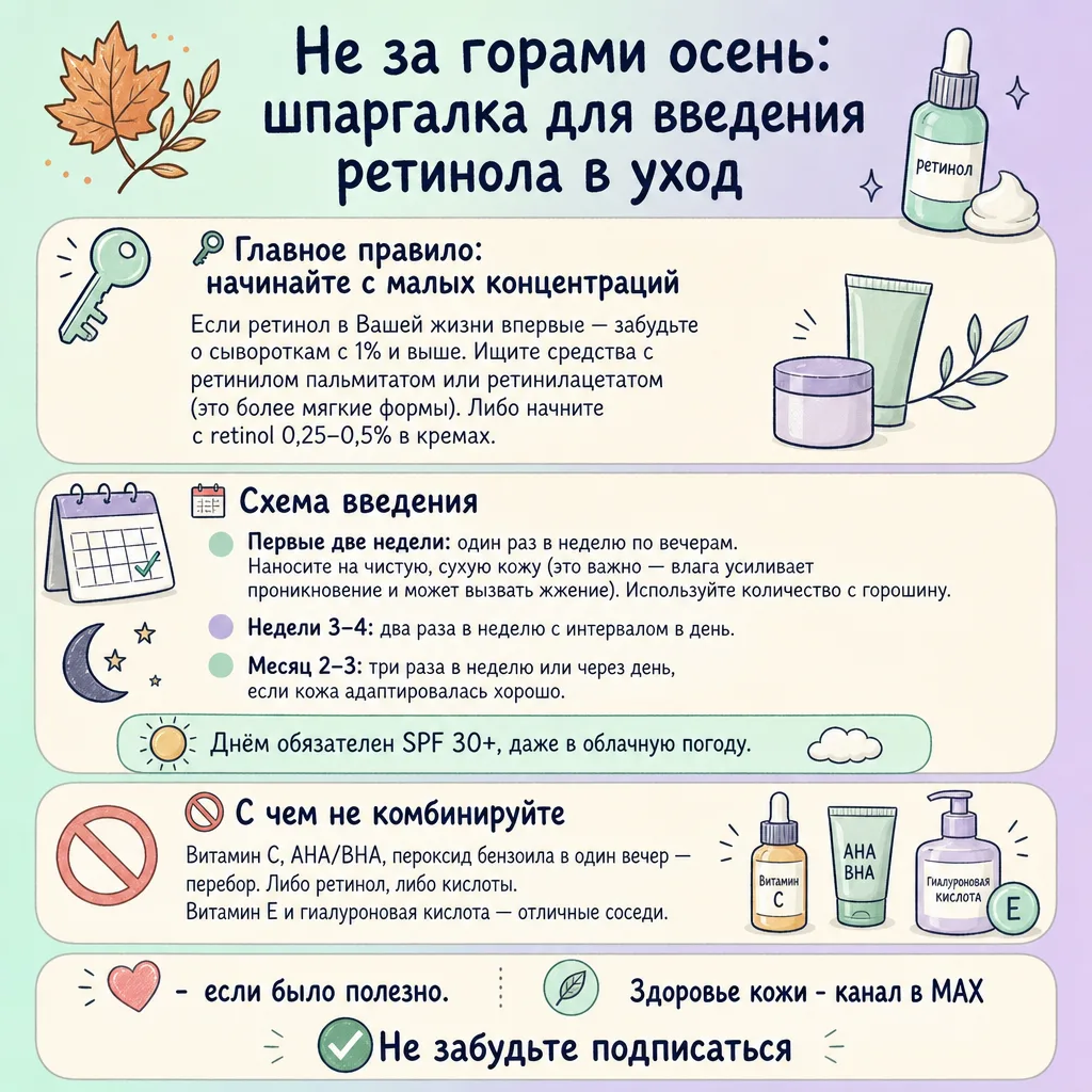 🍂 Не за горами осень: шпаргалка для введения ретинола в уход

Осень — идеальное время для ретинола.