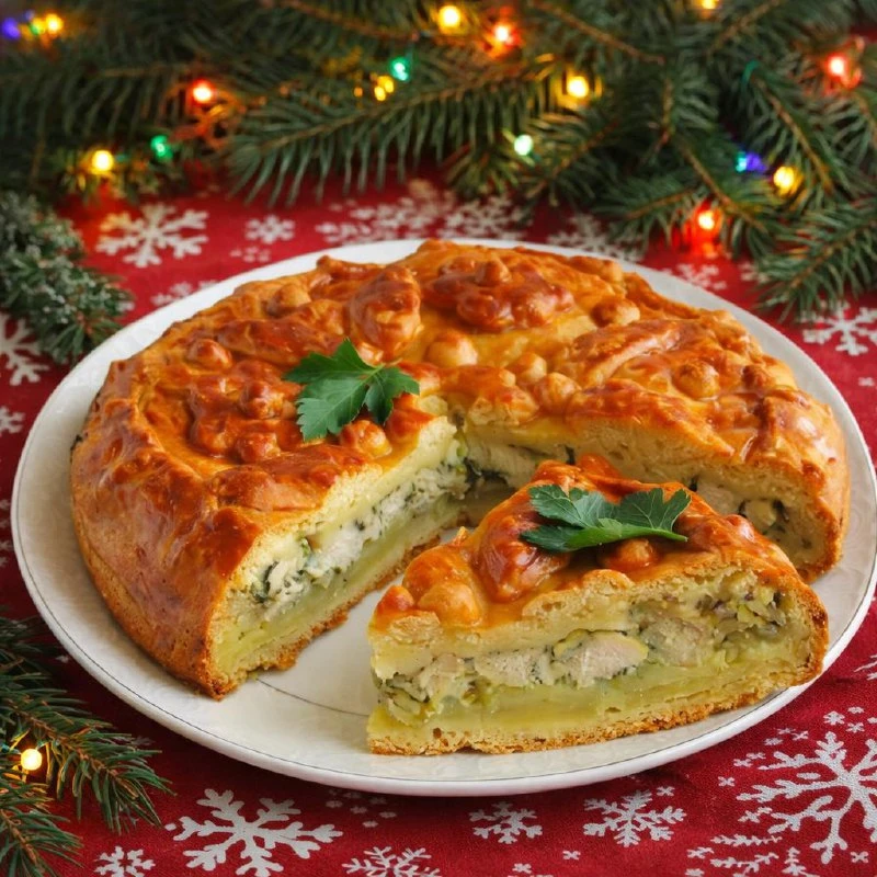 ПИРОГ С КАРТОШКОЙ И КУРИЦЕЙ В ДУХОВКЕ