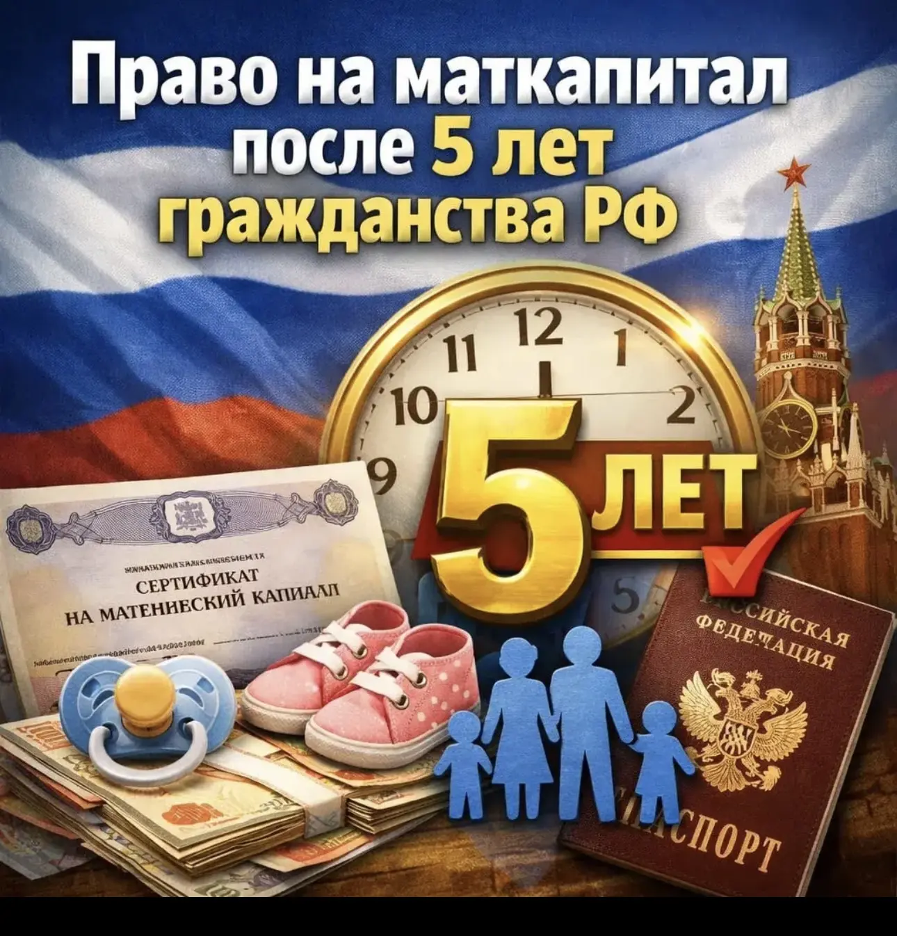 ⚡️Право на маткапитал предложили давать только после пяти лет в гражданстве РФ
