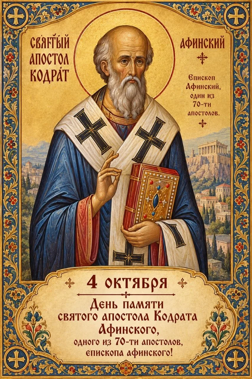 🕊 4 октября — День памяти святого апостола Кодрата Афинского, одного из 70-ти апостоло...