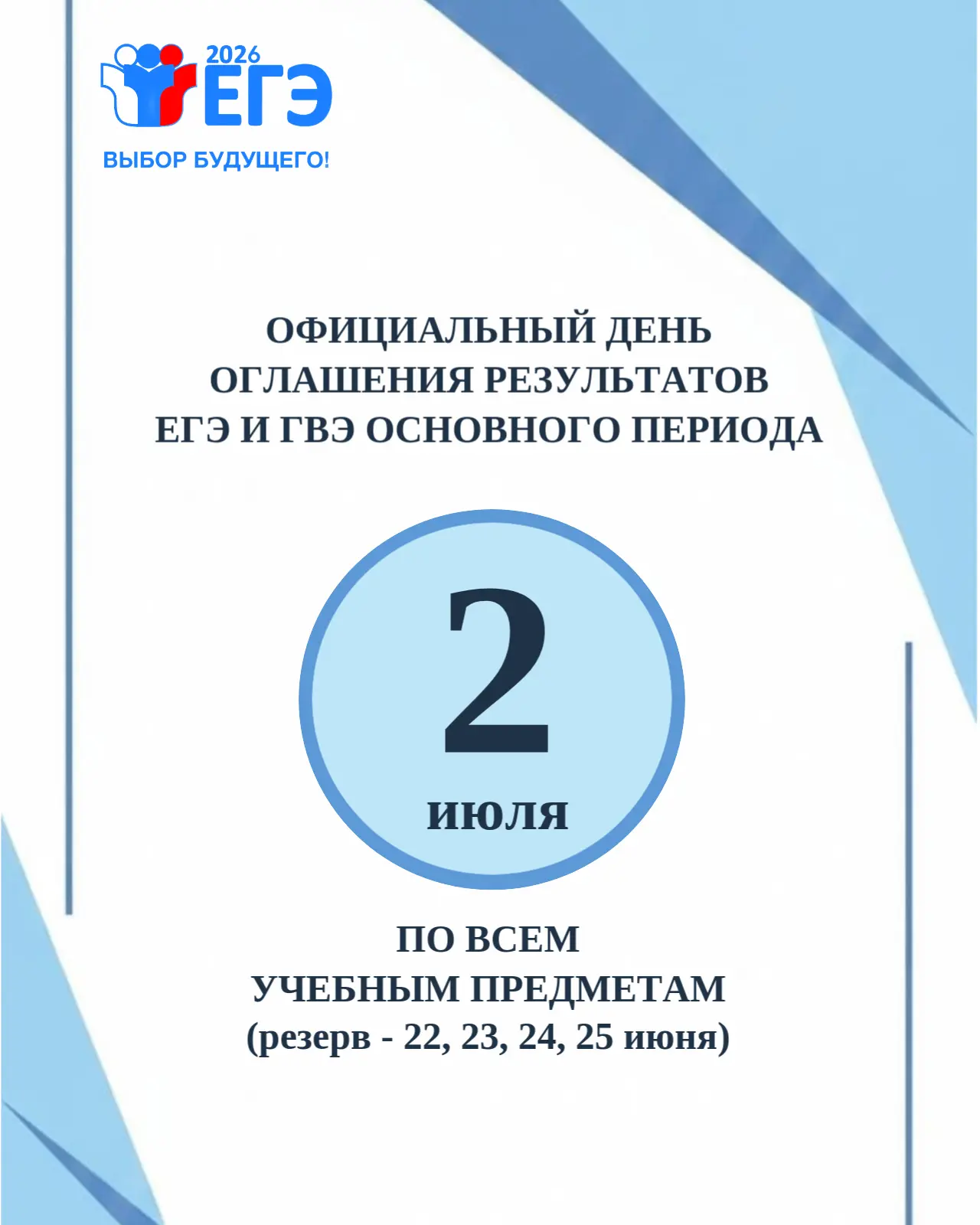 Об официальном дне оглашения результатов ЕГЭ и ГВЭ основного периода