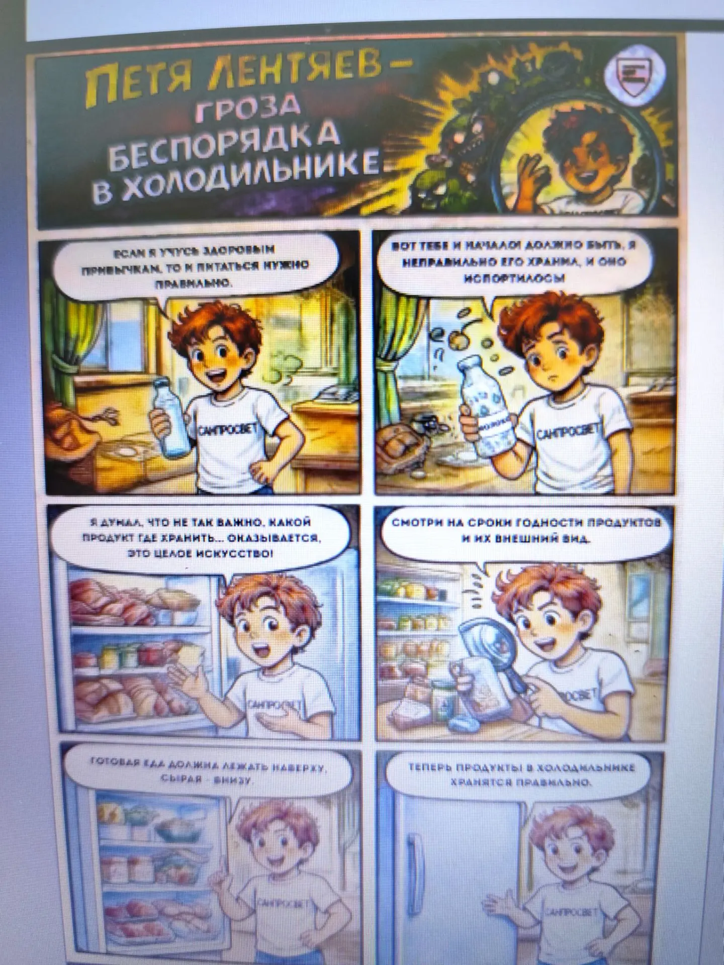 Встречайте новые выпуски «Санпросвета»: Петя Лентяев против микробов и хаоса в холодильнике! 🔬🦠🍏�