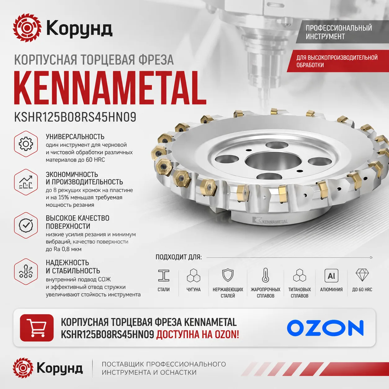 ⚙ ФРЕЗА KENNAMETAL KSHR125B08RS45HN09 — ПОСЛЕДНИЙ ЭКЗЕМПЛЯР 🔥