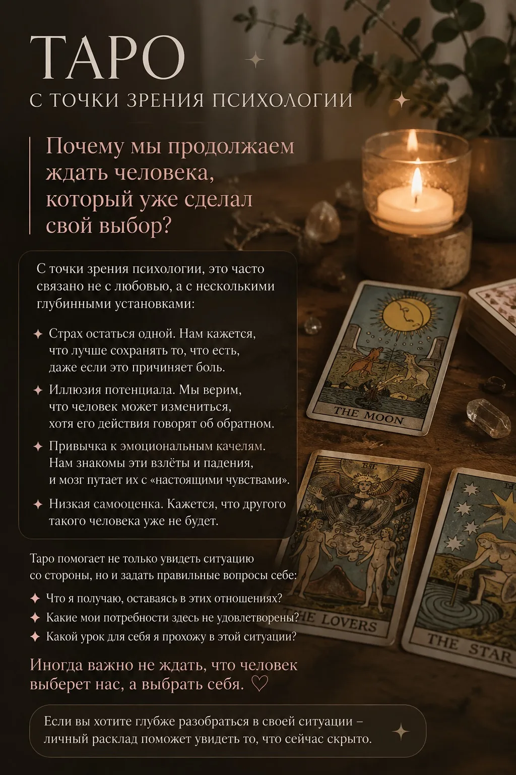 Друзья, так как я не только таролог, но и магистр по психологии, решила открыть для вас...