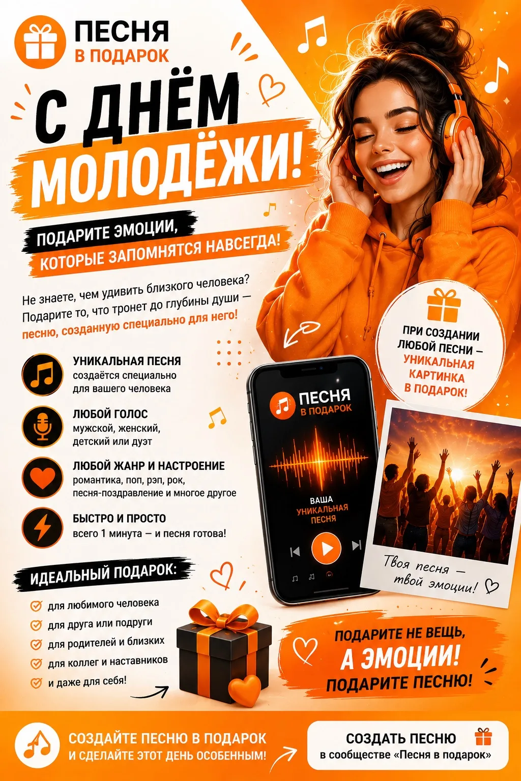 🎉 С Днём молодёжи! Лучший подарок — песня, созданная специально для человека! 🎶💝