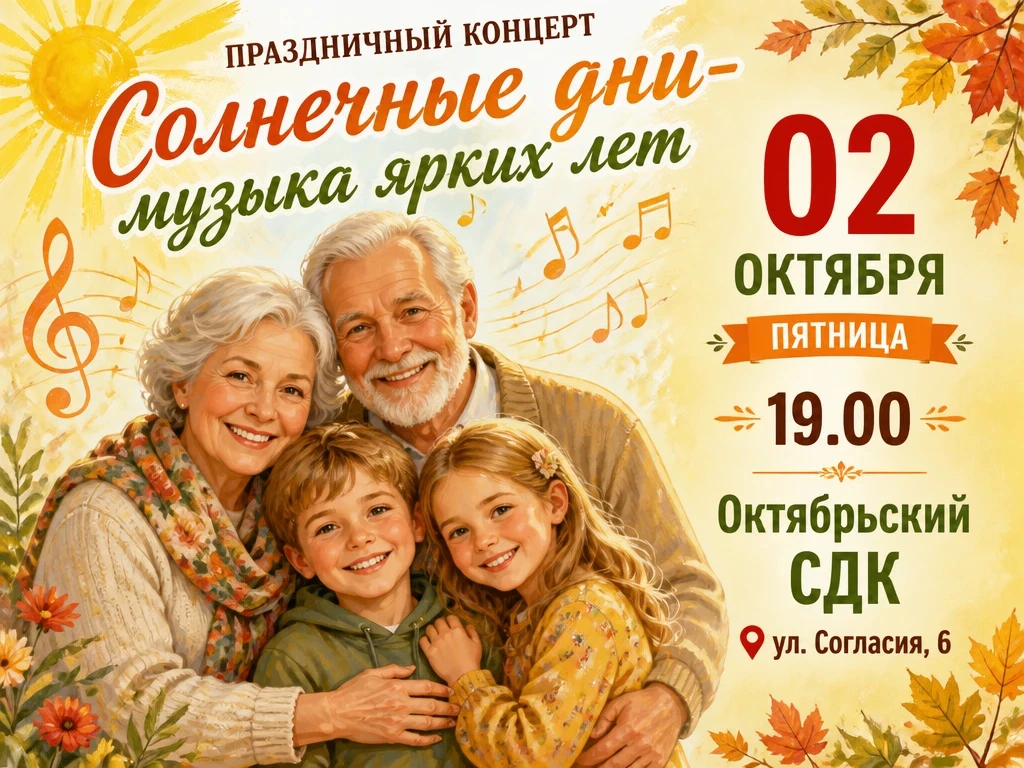 🍂 Праздничный концерт «Солнечные дни: Музыка ярких лет»!