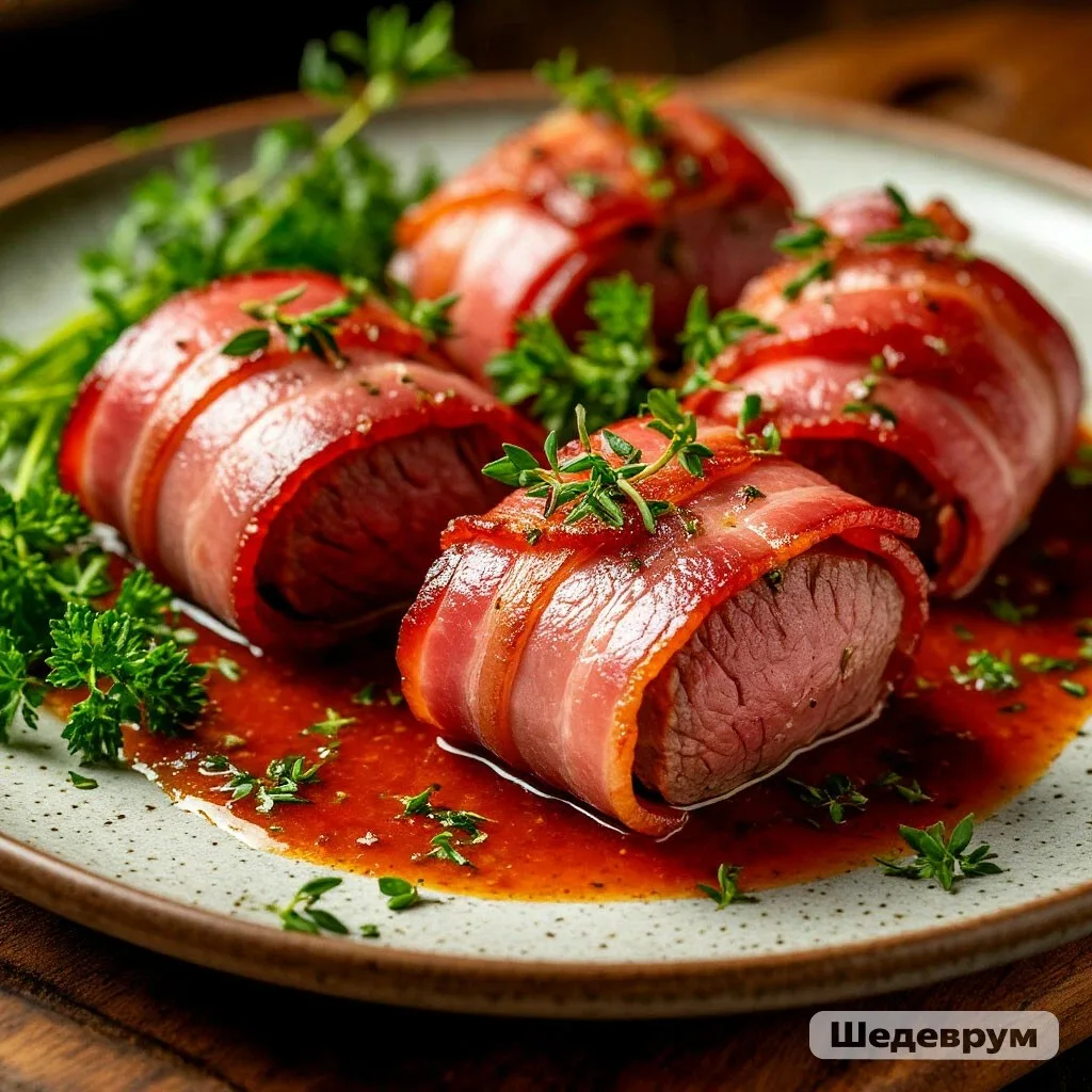 ГОВЯДИНА В БЕКОНЕ С СОУСОМ — МЯСНОЕ НАСЛАЖДЕНИЕ! 🥩🥓✨