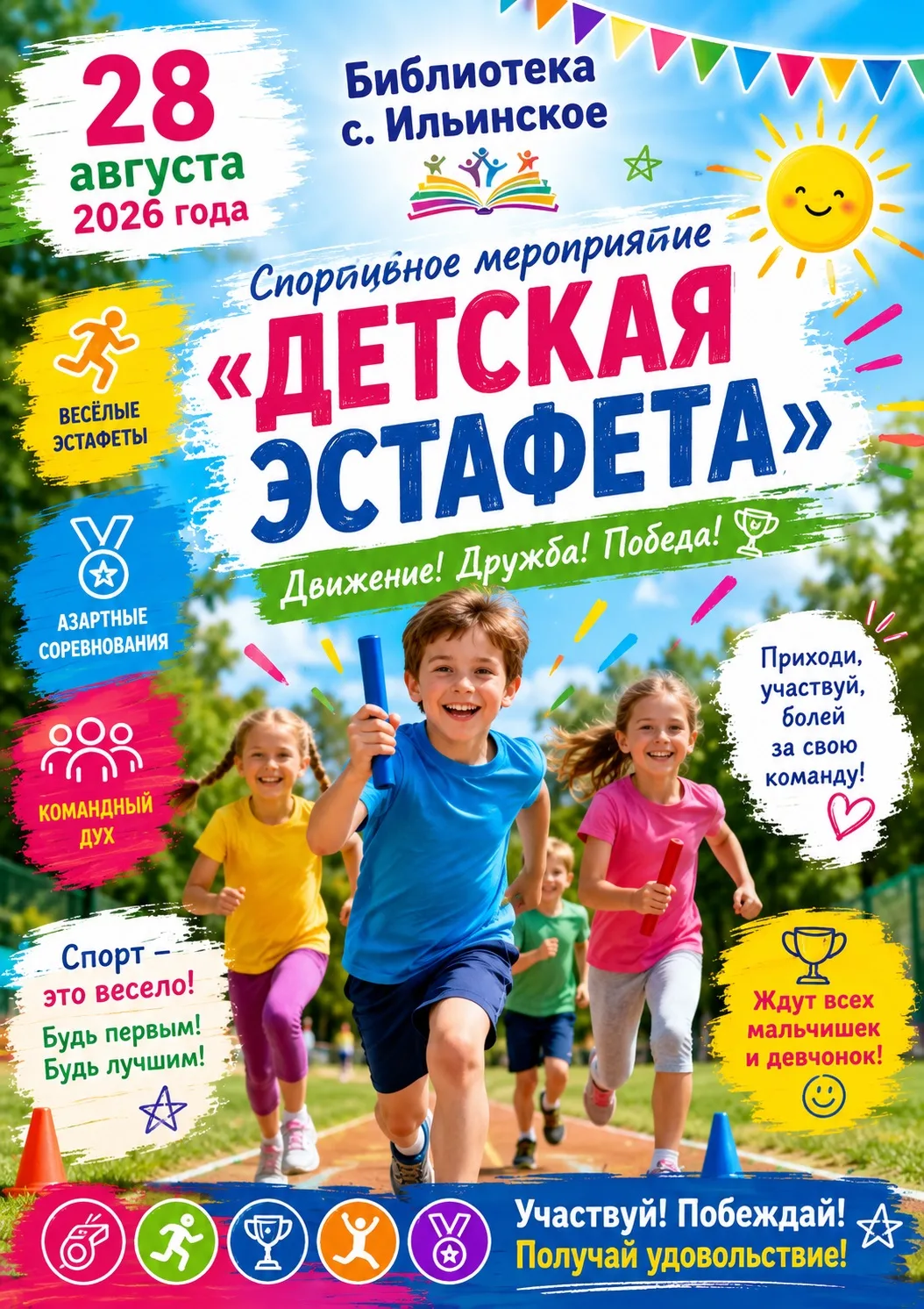 28 августа 2026 года в библиотеке с. Ильинское состоится весёлое спортивное мероприятие...