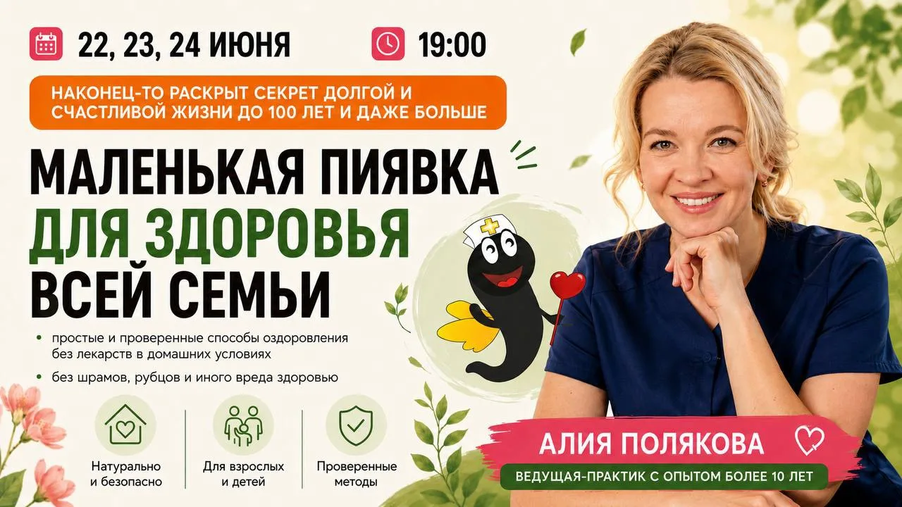 🚀БЕСПЛАТНЫЙ МАРАФОН 22,23 и 24 июня «Маленькая пиявка для здоровья всей семьи»

Торжественно открыв
