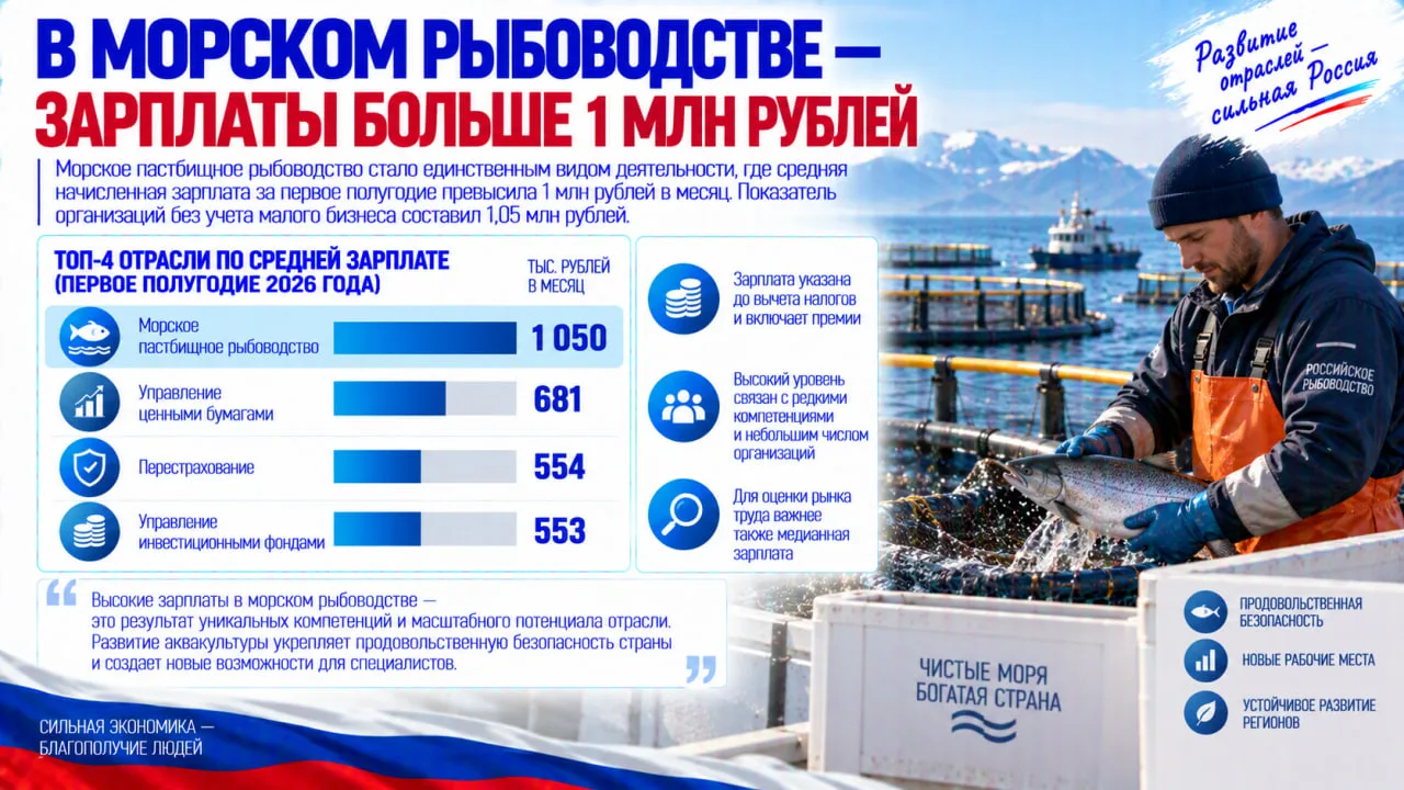 Морское пастбищное рыбоводство стало единственным видом деятельности, где средняя начис...
