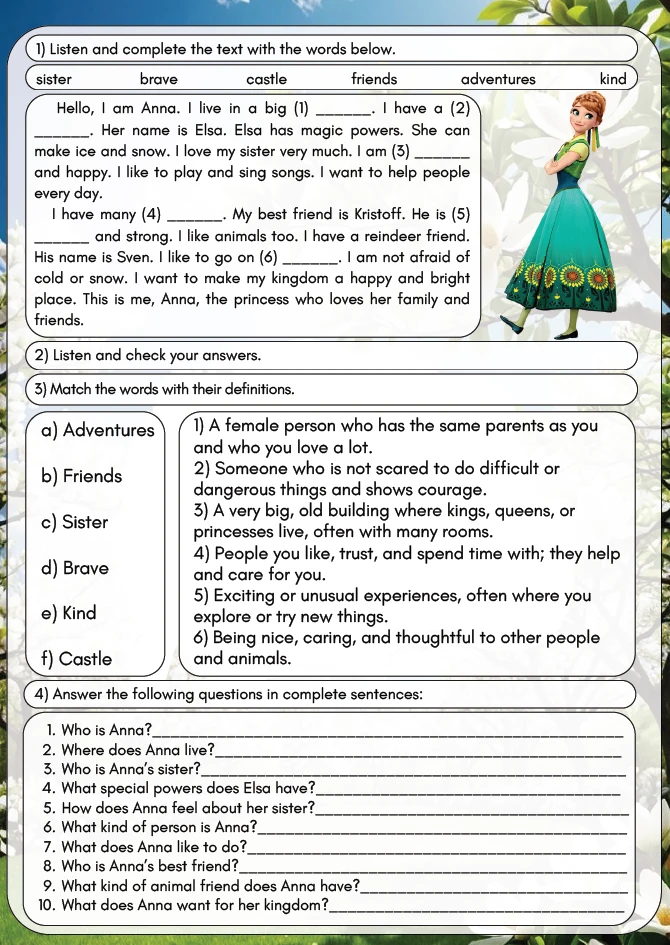 ❤ ANNA LISTENING WORKSHEET A1-A2
❤️ Забрать бесплатно можно здесь
📚 Бесплатная библиотека УМК здесь