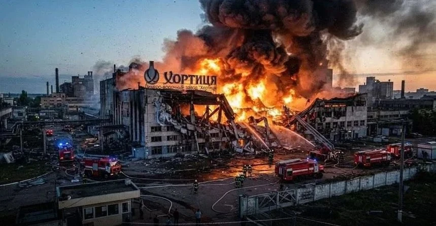 Сгорел один из крупнейших ликероводочных заводов Украины, производивший водку "Хортица"...