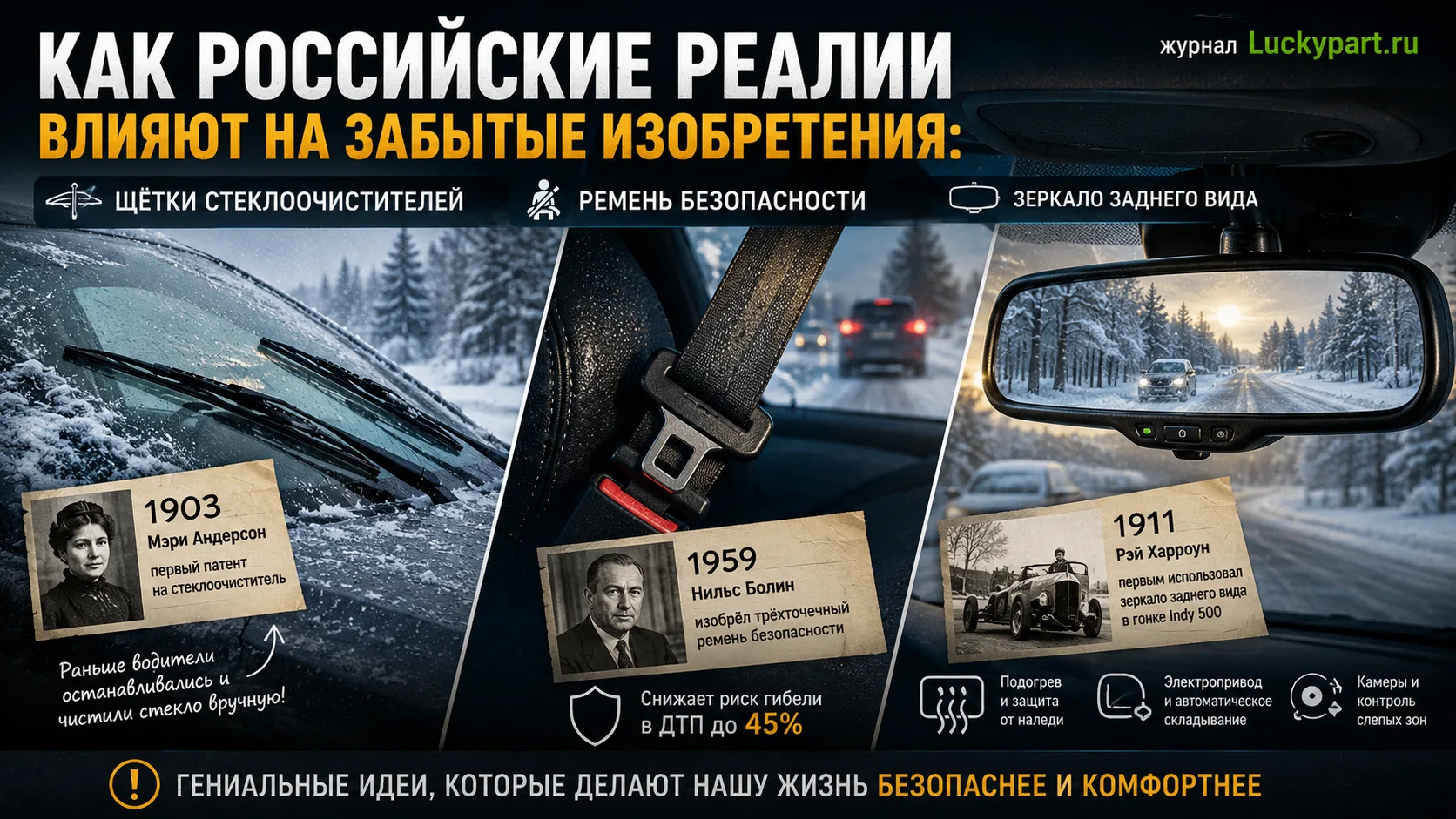 Как российские реалии влияют на забытые изобретения: щётки стеклоочистителей, ремень бе...