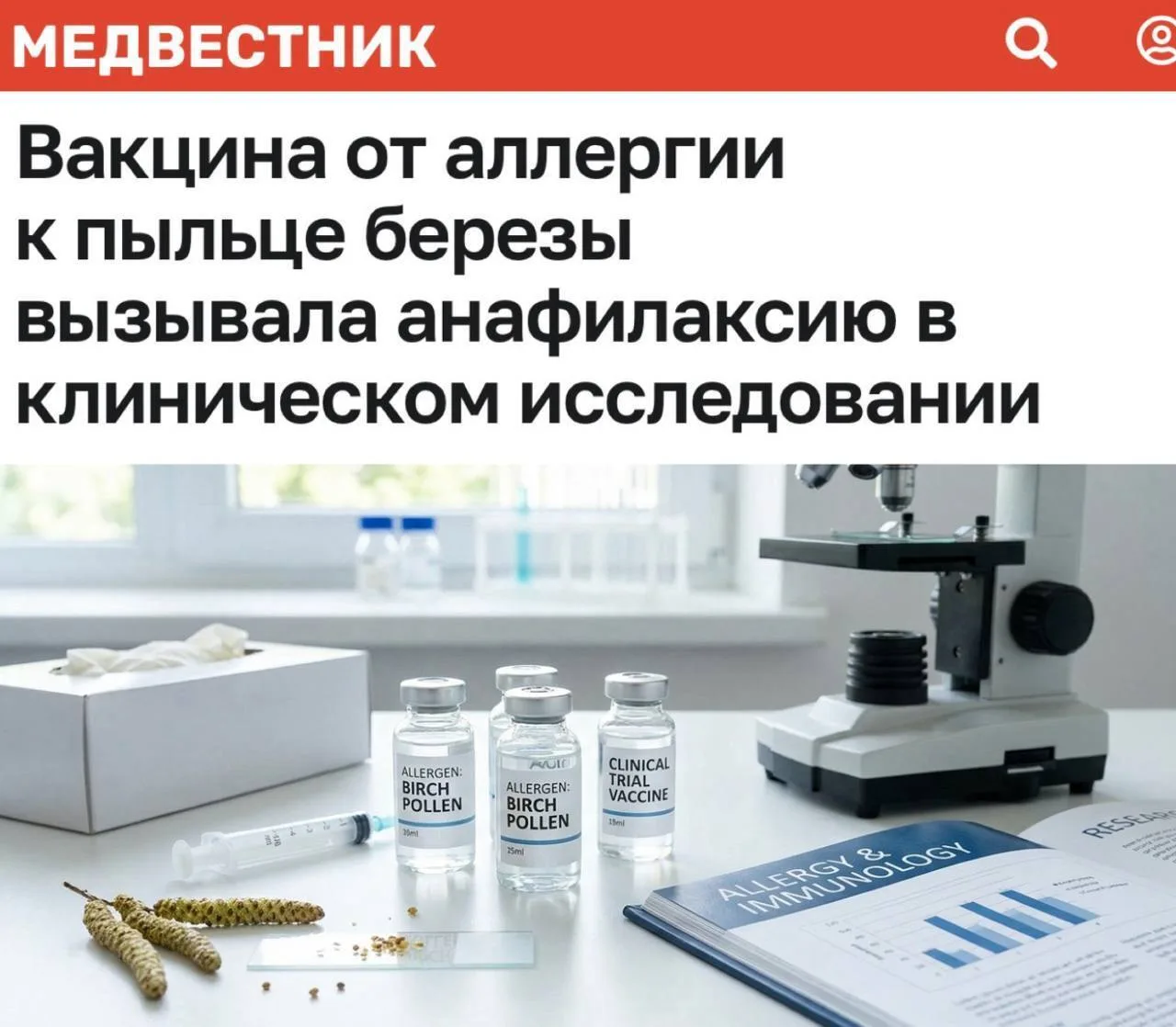 🇷🇺 ✅ «Вакцина от аллергии к пыльце березы вызывала анафилаксию в клиническом исследов...
