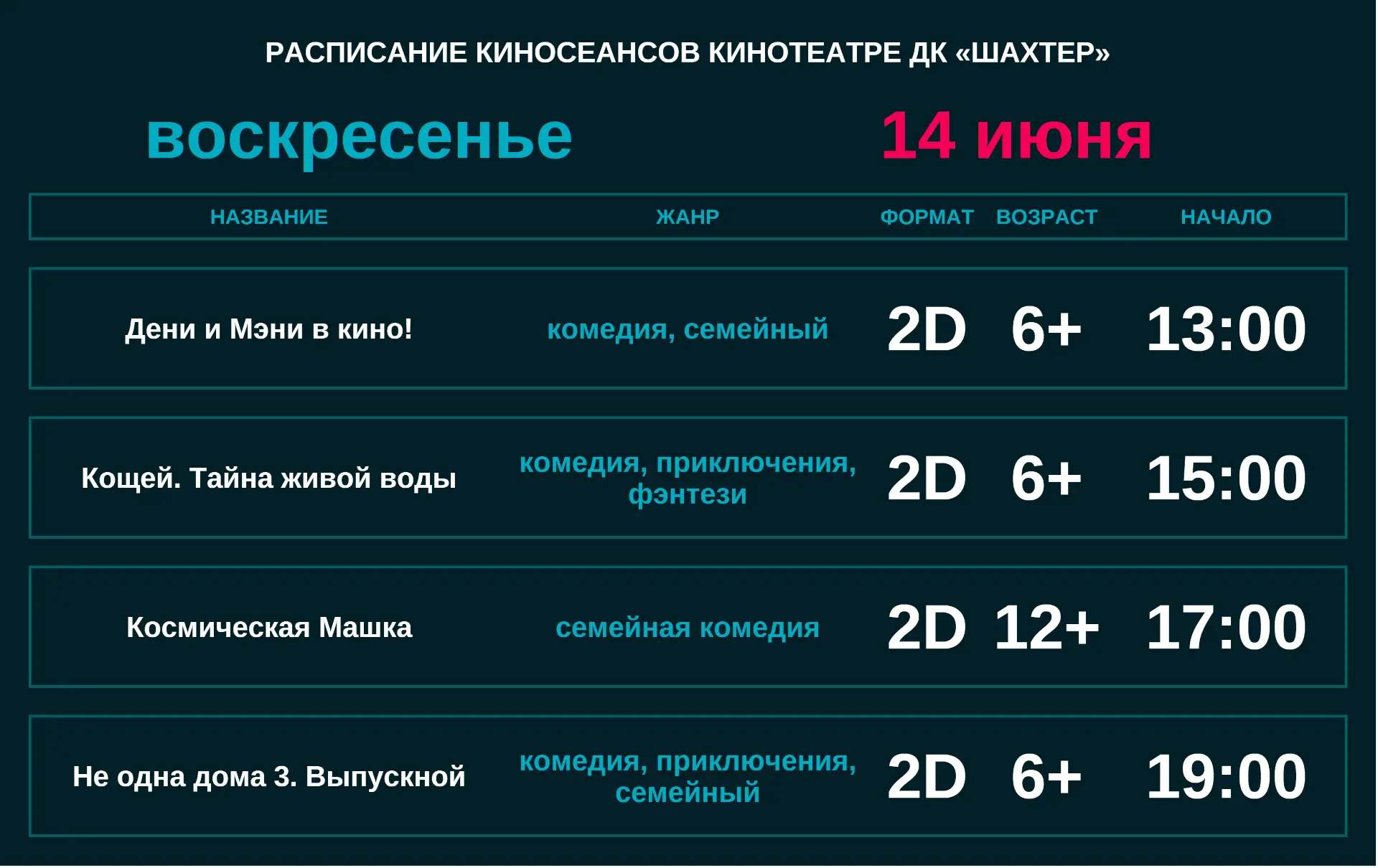 Расписание на сегодня