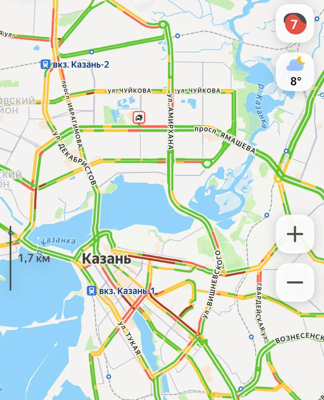 🚗 Казань сковали 7-балльные пробки