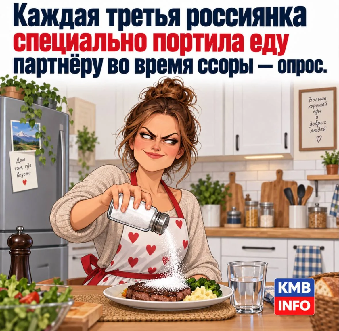 Каждая третья россиянка специально портила еду партнёру во время ссоры — опрос.