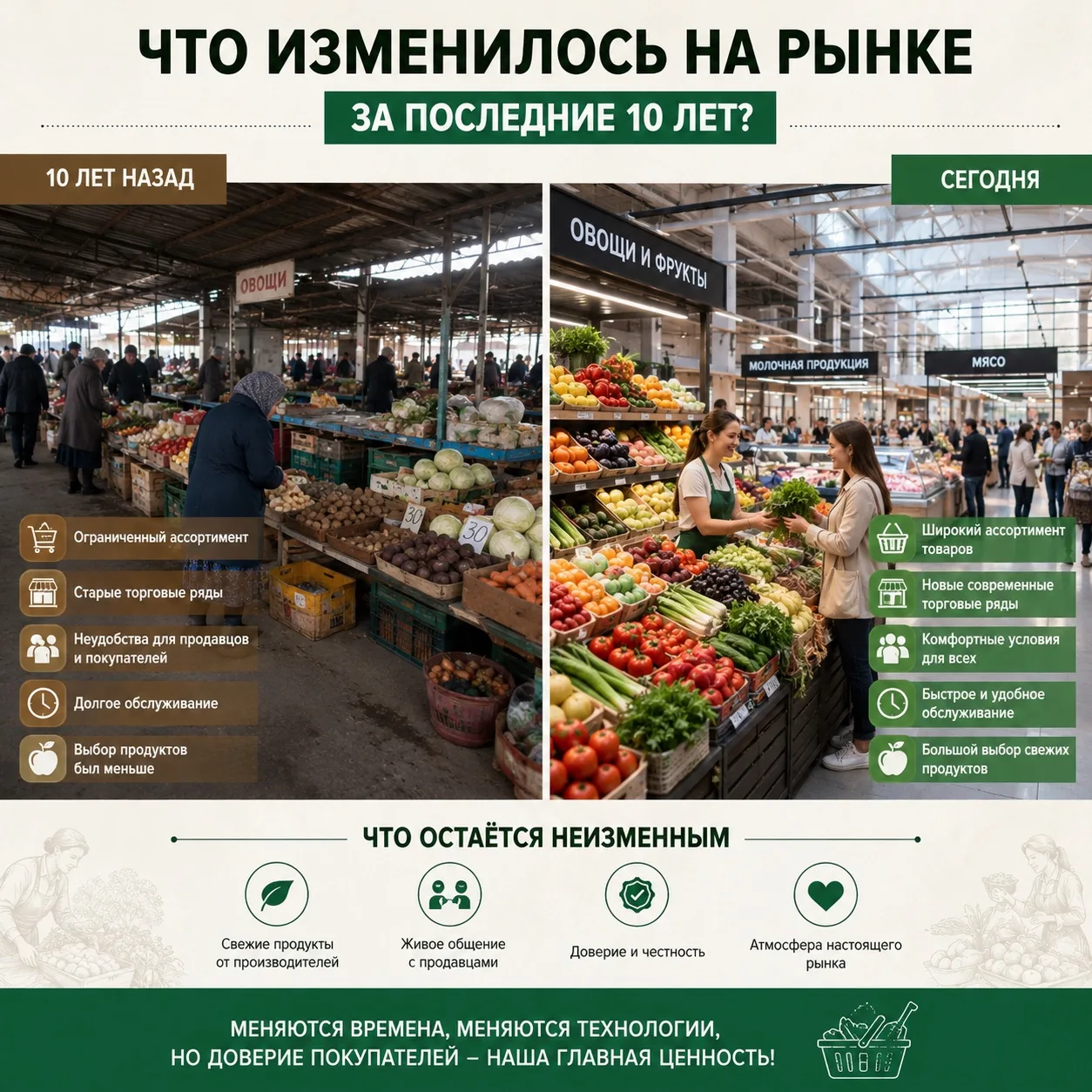 🛒 Что изменилось на рынке за последние 10 лет?

Время не стоит на месте, и рынки меняются вместе с 