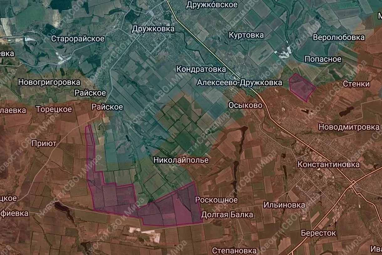 Дружковское направление. Продвижение наших бойцов в кармане в районе нп. Николайполье.