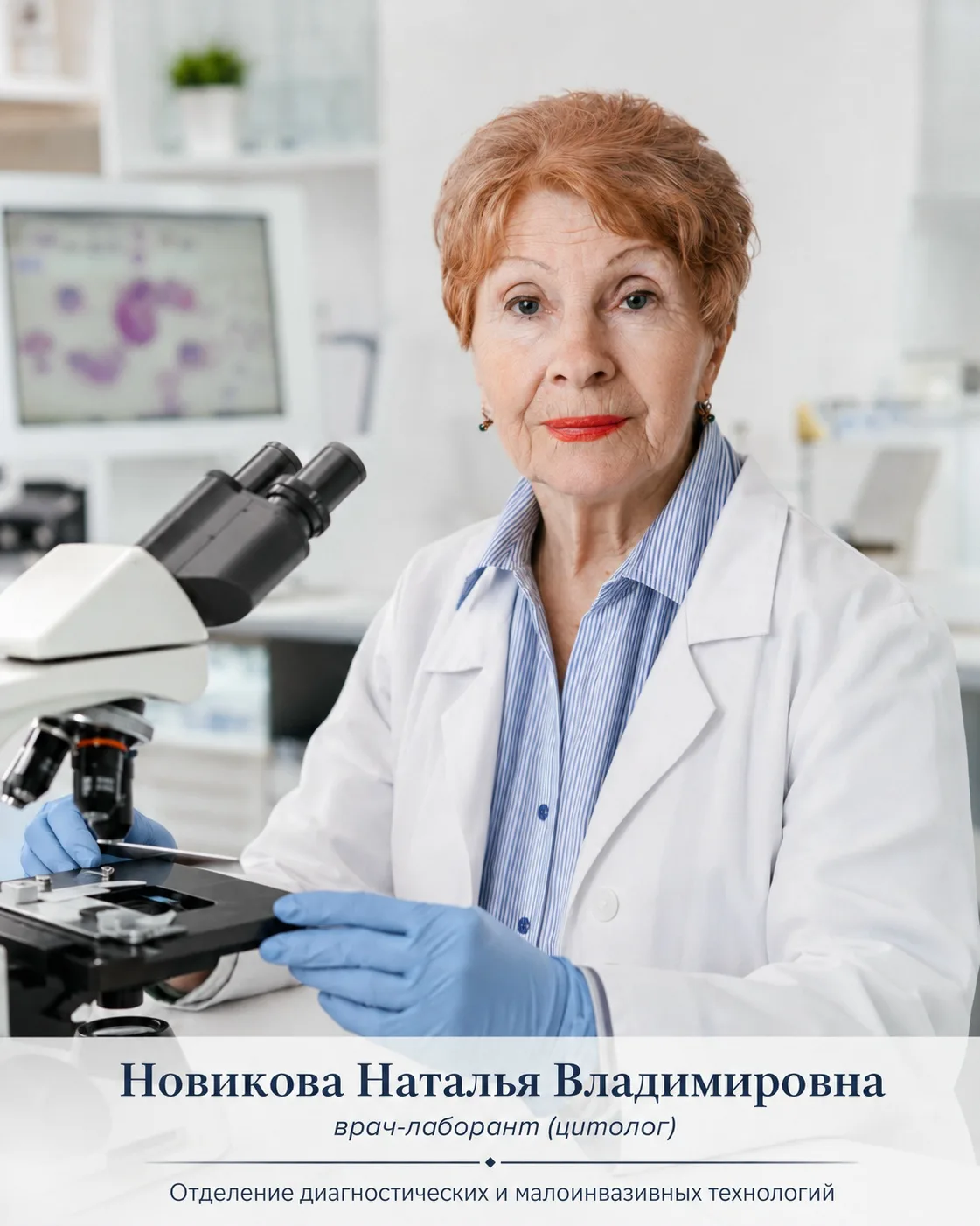 🏥 ЛИЦА НАШЕЙ БОЛЬНИЦЫ: Новикова Наталья Владимировна - врач-лаборант, цитолог отделения диагностиче