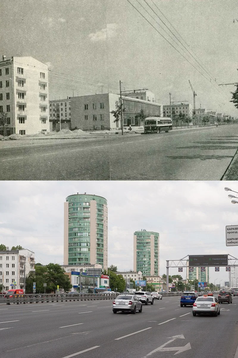 📍Проспект Маршала Жукова.    1960/2025 год.  💡Дома, изображённые на старой фотографии, сохранились д