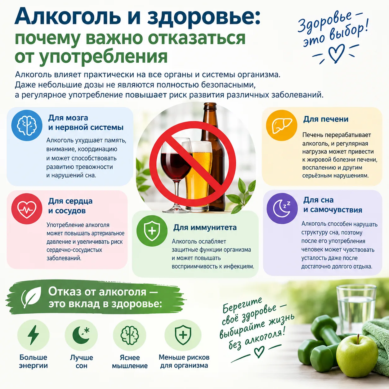 🍷 Алкоголь и здоровье: почему важно отказаться от употребления