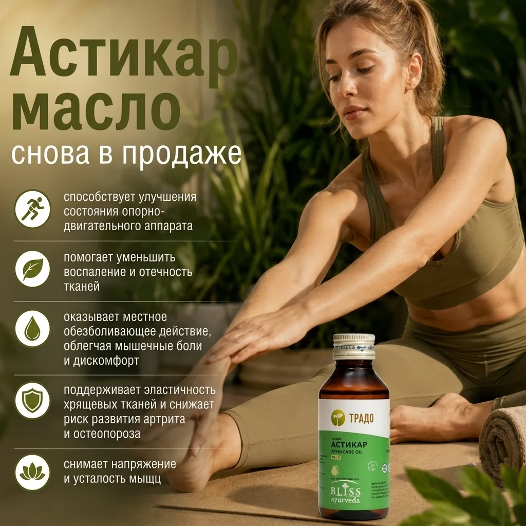 ✨ Астикар масло, 100 мл — универсальное массажное масло для поддержки здоровья суставов и мышц. Улуч