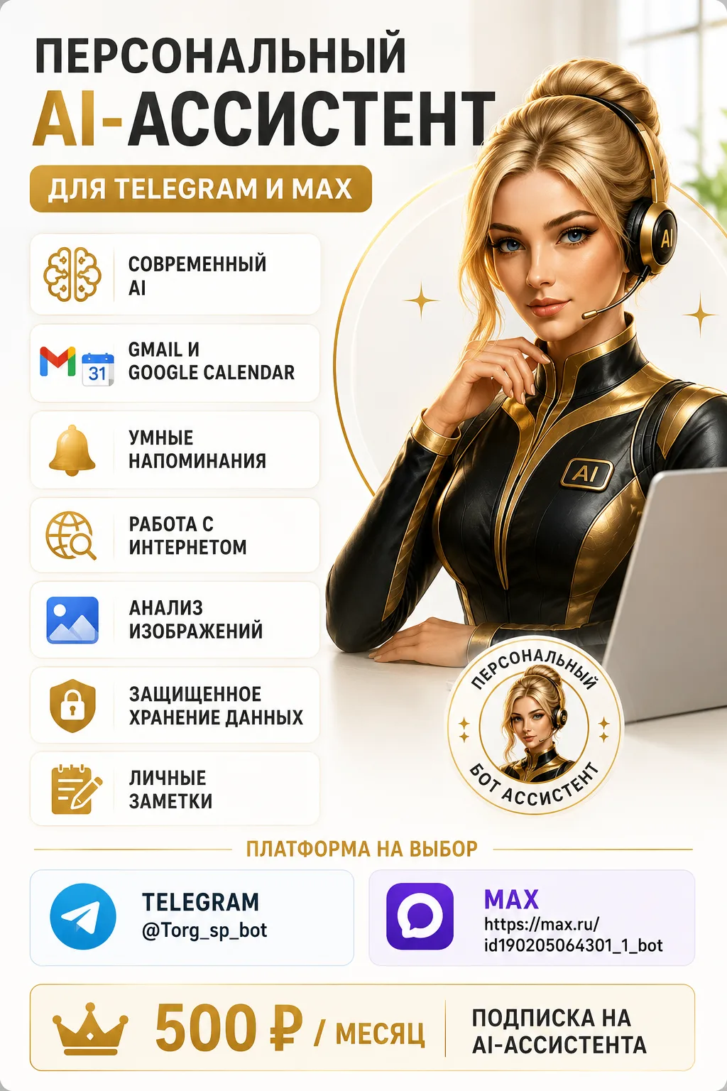 Персональный AI-ассистент для Telegram и MAX