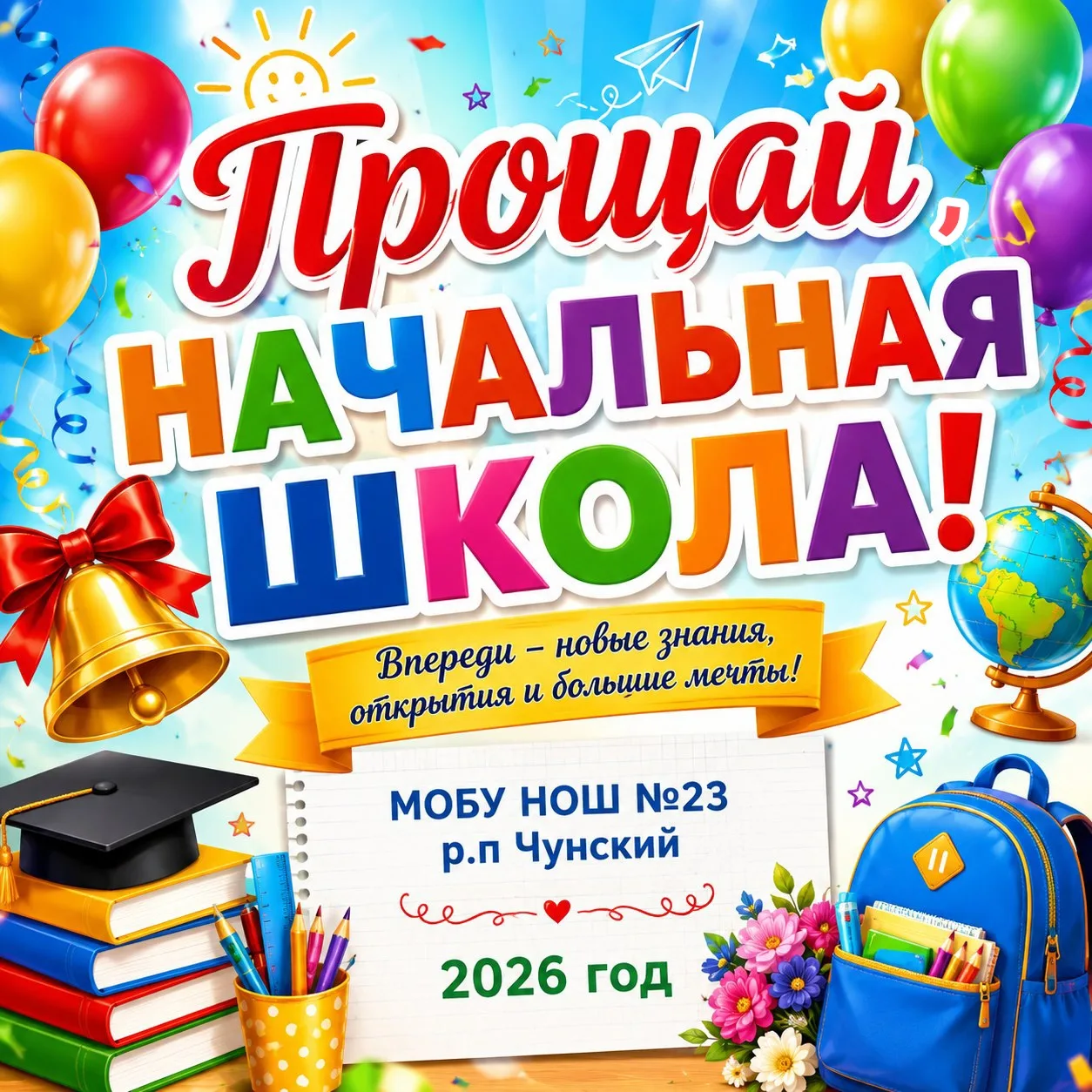 Дорогие ученики, родители и учителя! ️  

✨ Приглашаем вас на трогательный праздник «Прощай, начальн