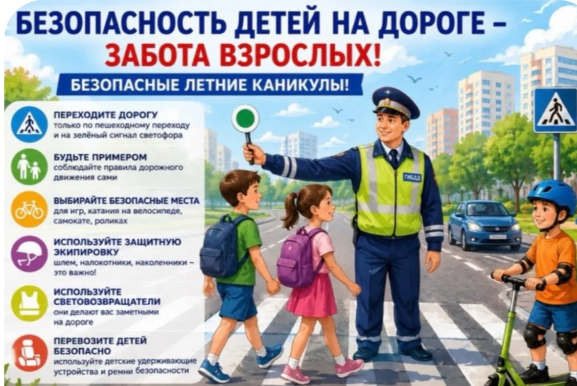 Уважаемые родители!
☀️Летние каникулы — время отдыха, прогулок и повышенной активности детей на улиц