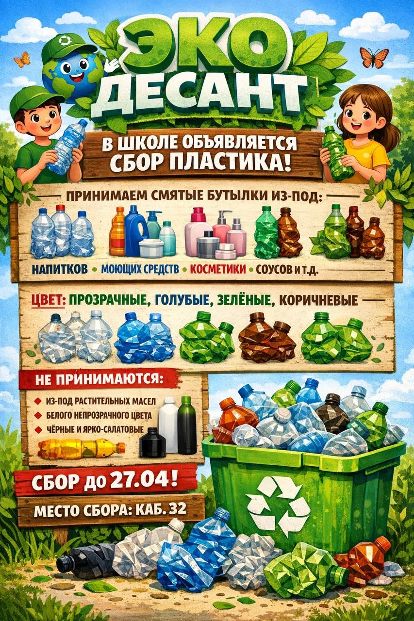 📢 Экодесант: Сбор пластика в нашей школе! 🌍♻️