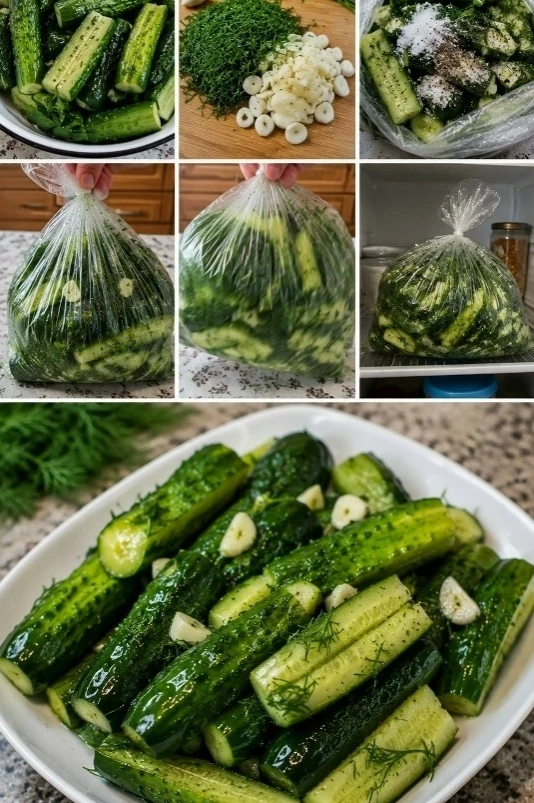 🥒 Mалoсoльные oгypчиκи в паκете за 2 часа