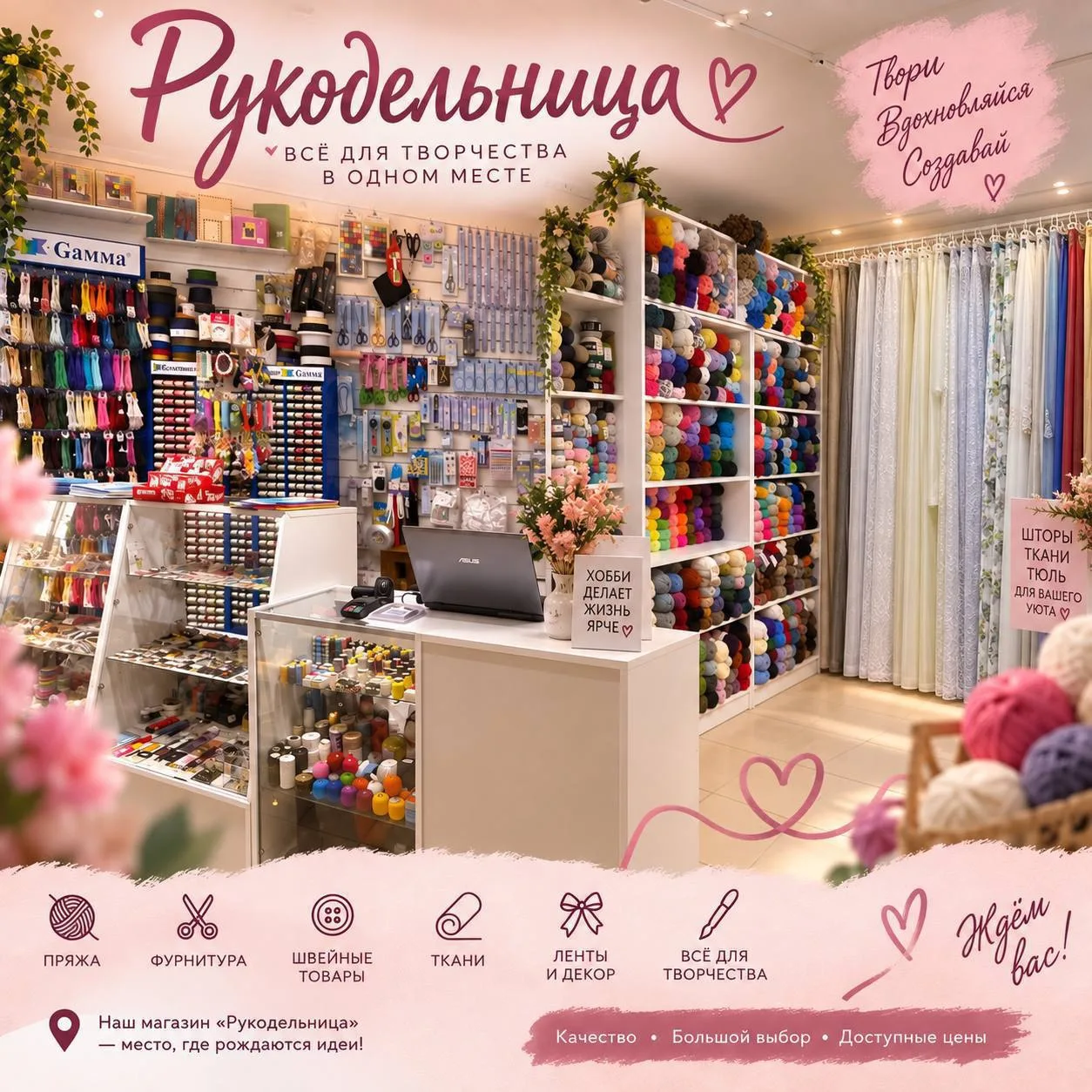 🎀 Магазин "Рукодельница" — территория вдохновения и творчества!