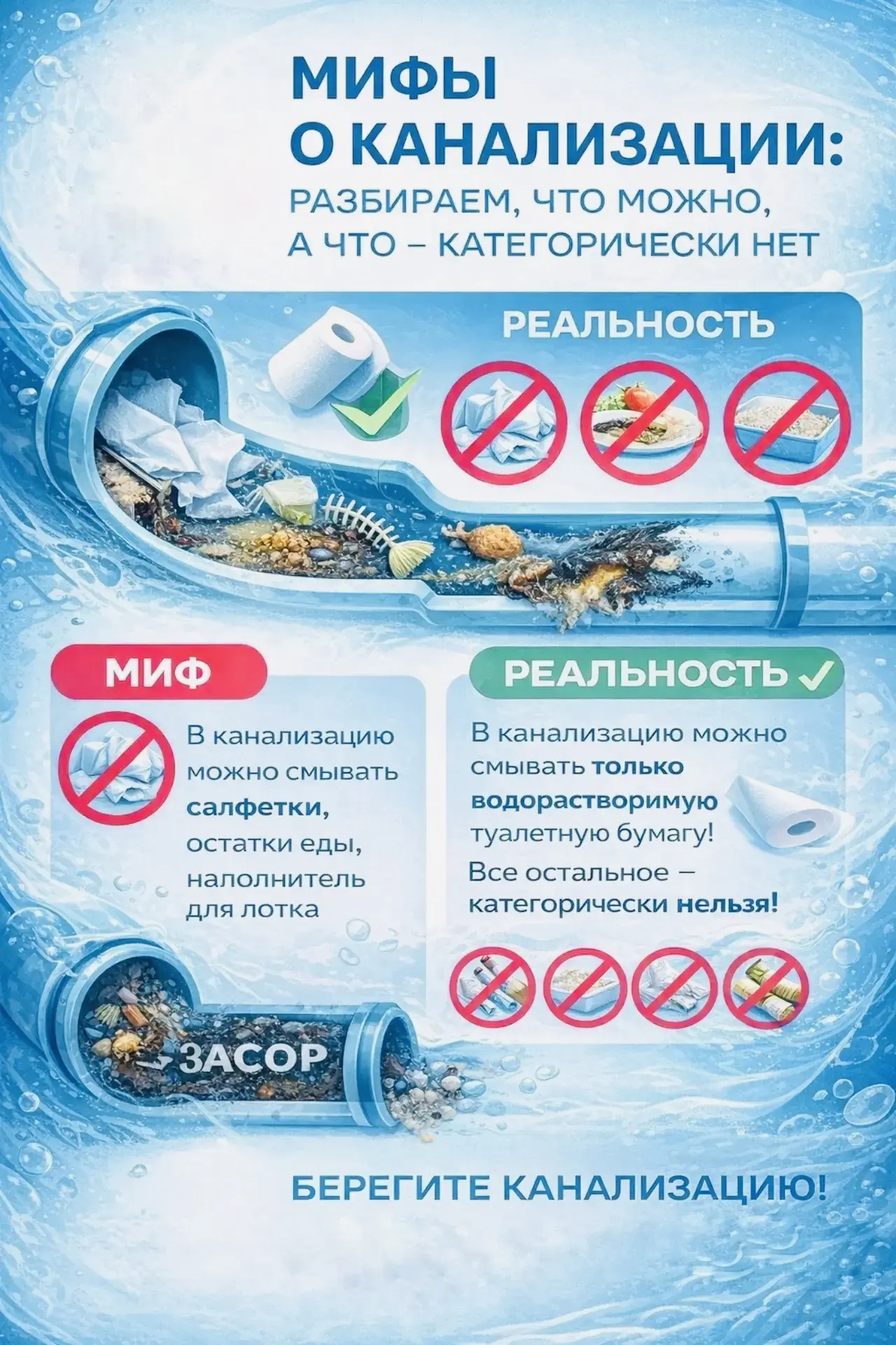 Мифы о канализации: разбираем, что можно, а что – категорически нет❓