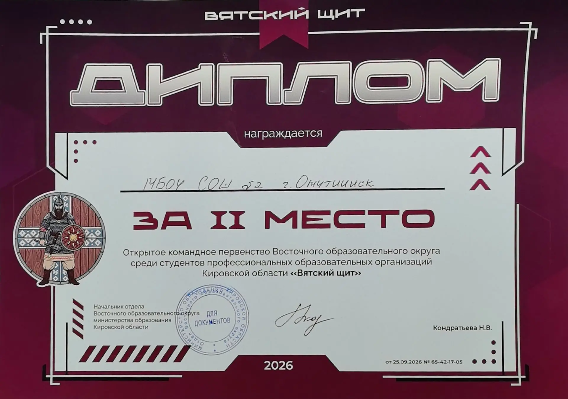 По итогам окружного открытого командного первенства Кировской области "Вятский щит" (во...