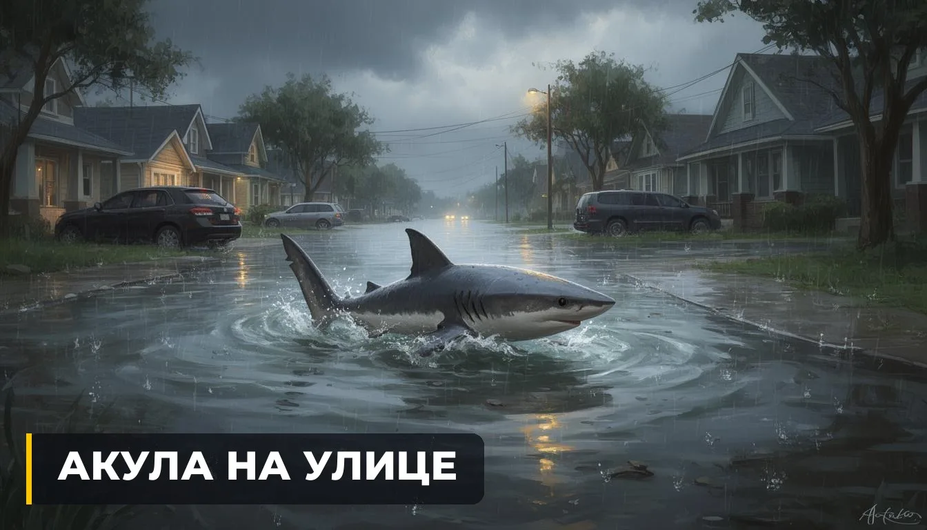 🇺🇸 АКУЛА ЗАПЛЫЛА НА ЗАТОПЛЕННУЮ УЛИЦУ НЬЮ-ДЖЕРСИ