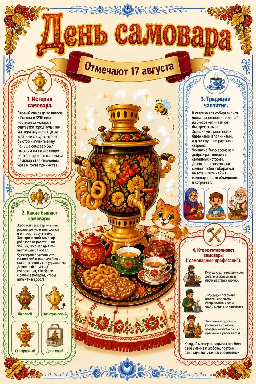 🇷🇺День самовара в России отмечается 17 августа.