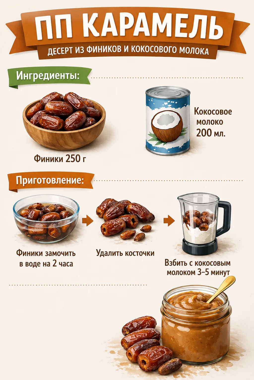 ПП карамель - десерт из фиников и кокосового масла