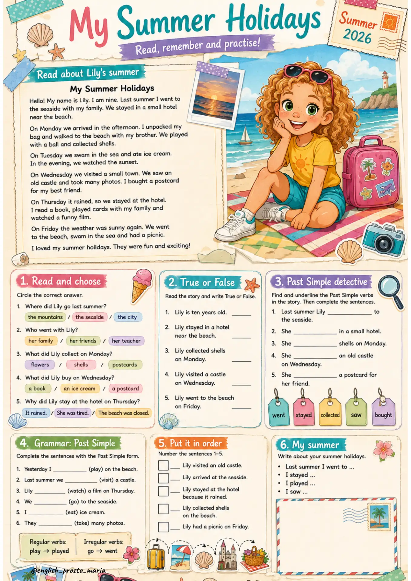 ☀ MY SUMMER HOLIDAYS — WORKSHEET 🌴