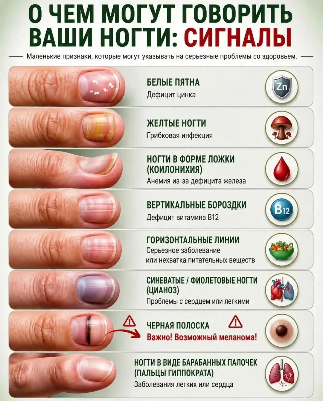 О чем могут говорить ваши ногти: сигналы