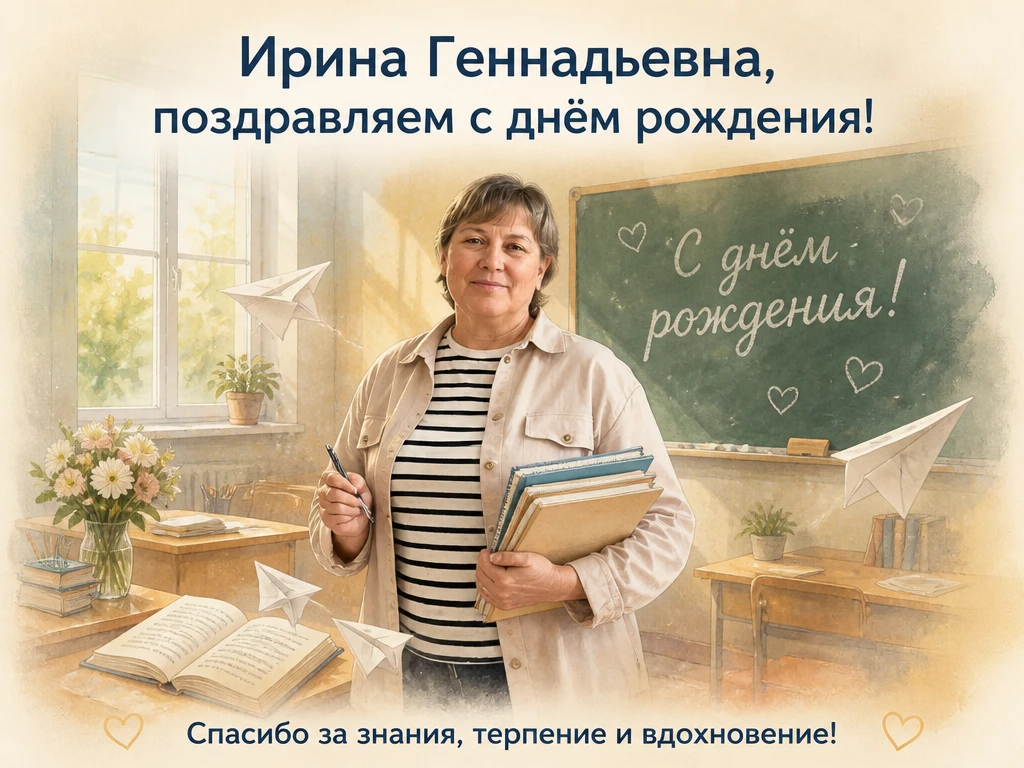 Поздравляем с днём рождения, Ирину Геннадьевну Сабинину, учителя русского языка и литер...