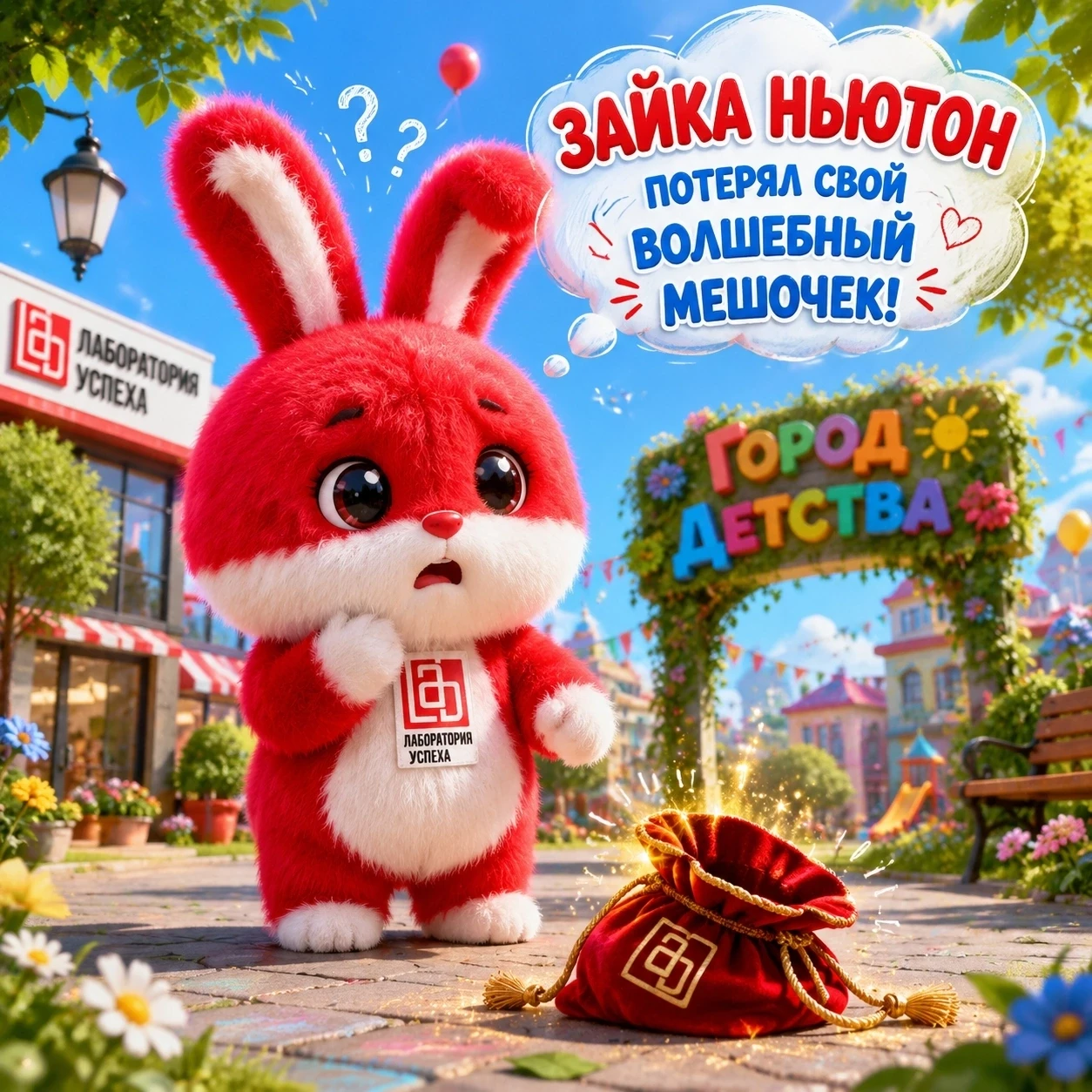 🐰 Ньютон потерял мешочек с подарками! Поможем найти?🎁 
 
Зайчик Ньютон гулял по городу и случайно 