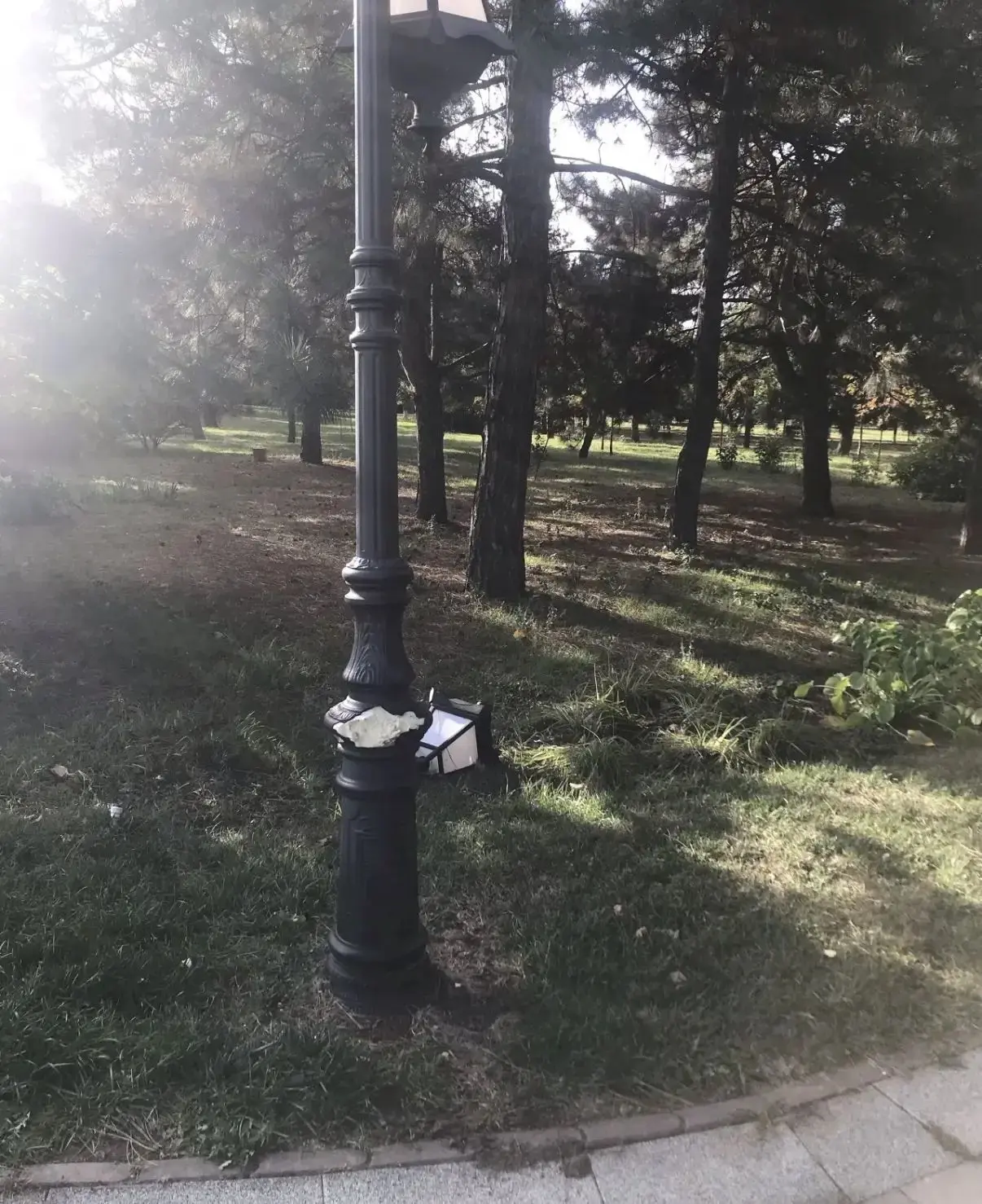 В Азове в Парке Памяти неизвестные сломали несколько уличных фонарей 🏮