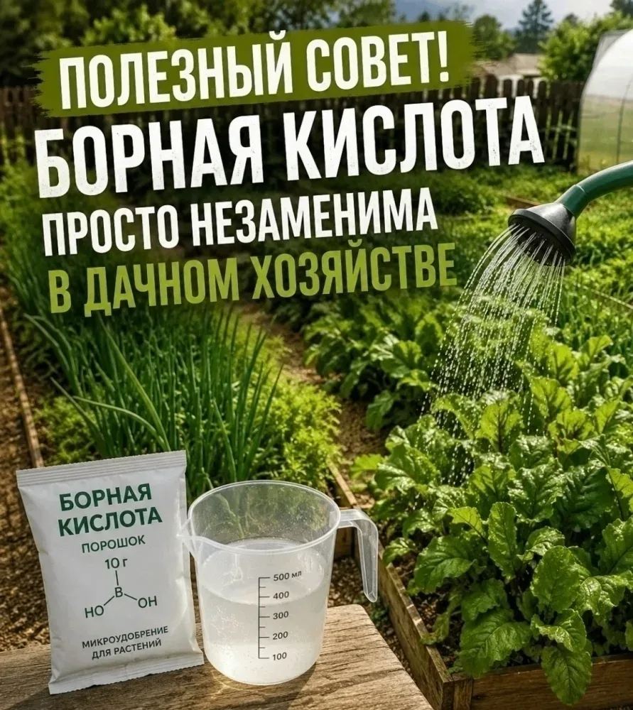 БОРНАЯ КИСЛОТА ПРОСТО НЕЗАМЕНИМА В ДАЧНОМ ХОЗЯЙСТВЕ