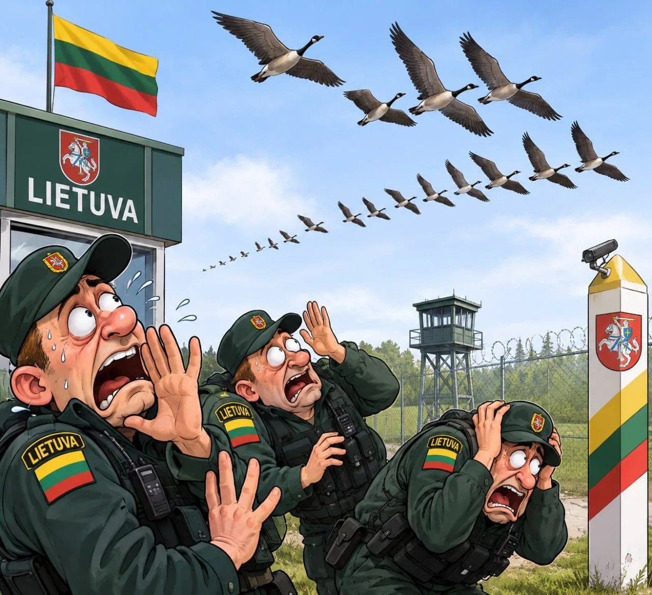 Беспилотник, из-за которого Литва закрыла воздушное пространство, оказался стаей птиц, ...