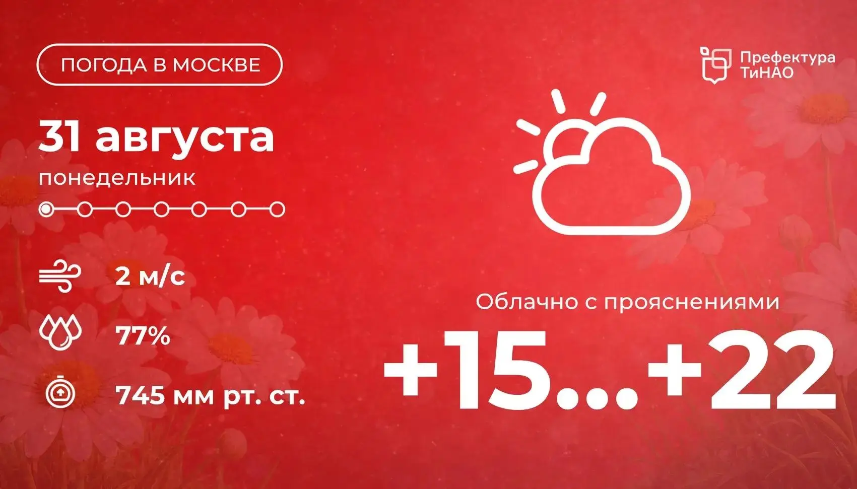 🌤 Доброе утро! Сегодня в столице будет облачно с прояснениями. Столбики термометров по...